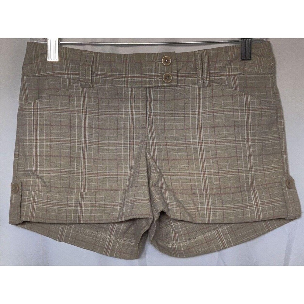 Tracy Evans Womens Light Brown Red - Plaid Short-shorts‎ Size 3 - Picture 4 of 8